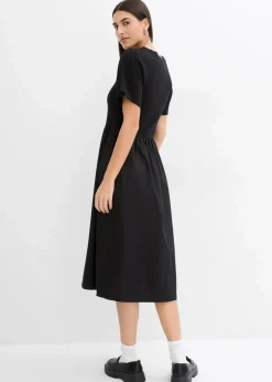bonprix Kleider^Midikleid aus reiner Baumwolle schwarz
