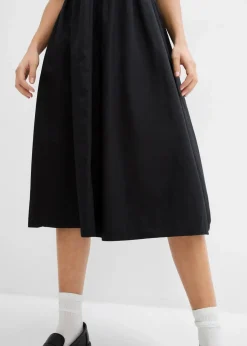 bonprix Kleider^Midikleid aus reiner Baumwolle schwarz