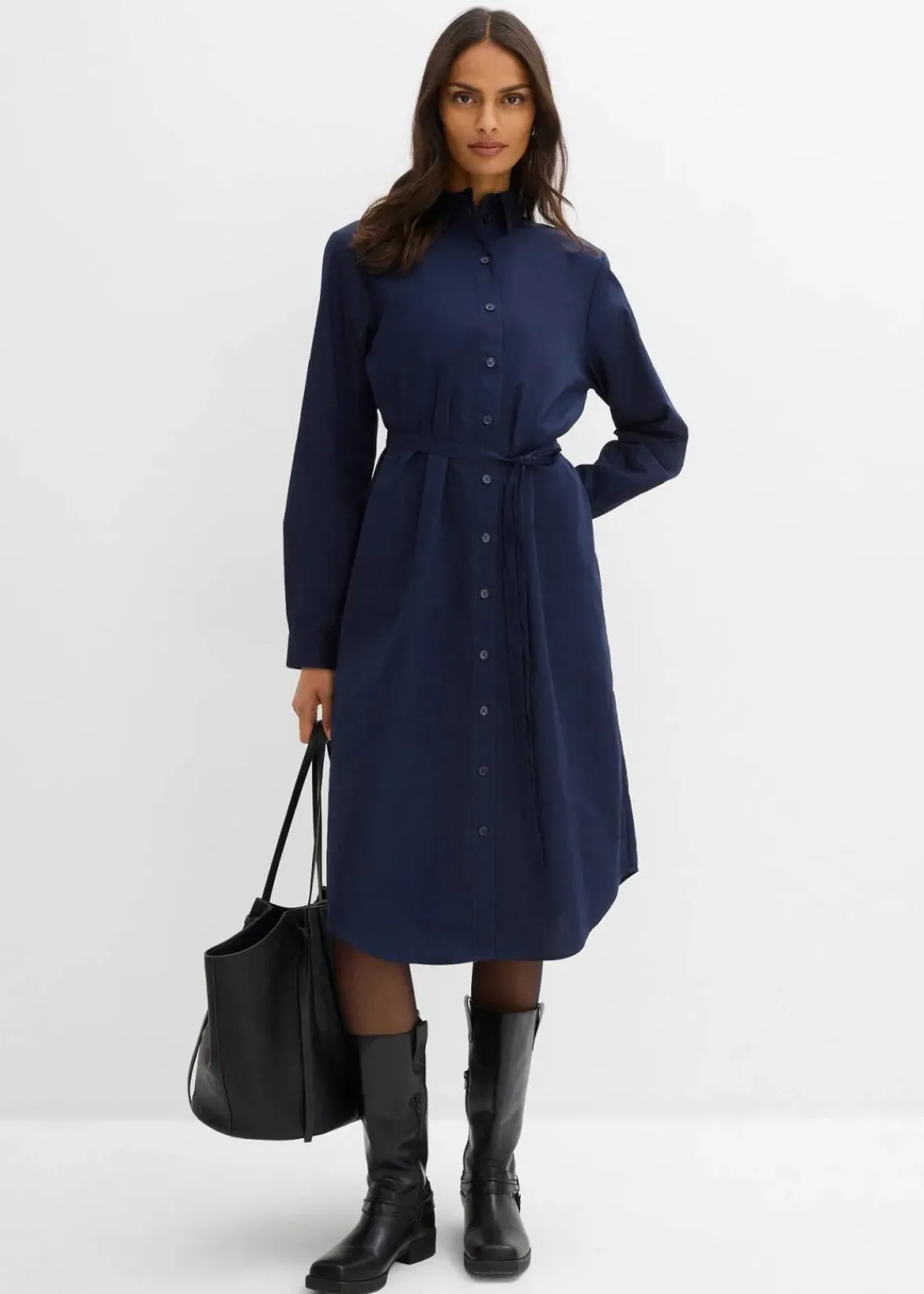 bonprix Bekleidung·Pullover & Strickjacken|Kleider^Midikleid aus reiner Bio-Baumwolle dunkelblau