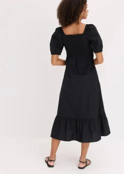 bonprix Kleider|Bekleidung·Pullover & Strickjacken^Midikleid aus reiner Bio-Baumwolle schwarz