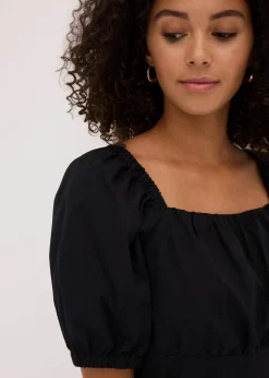 bonprix Kleider|Bekleidung·Pullover & Strickjacken^Midikleid aus reiner Bio-Baumwolle schwarz