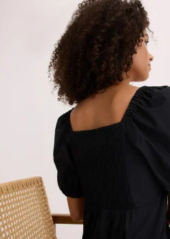bonprix Kleider|Bekleidung·Pullover & Strickjacken^Midikleid aus reiner Bio-Baumwolle schwarz