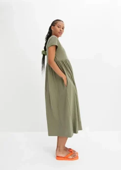 bonprix Nachhaltigere Materialien|Kleider^Midikleid aus reiner Bio-Baumwolle oliv