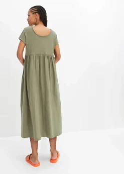 bonprix Nachhaltigere Materialien|Kleider^Midikleid aus reiner Bio-Baumwolle oliv