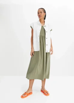bonprix Nachhaltigere Materialien|Kleider^Midikleid aus reiner Bio-Baumwolle oliv