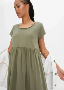 bonprix Nachhaltigere Materialien|Kleider^Midikleid aus reiner Bio-Baumwolle oliv