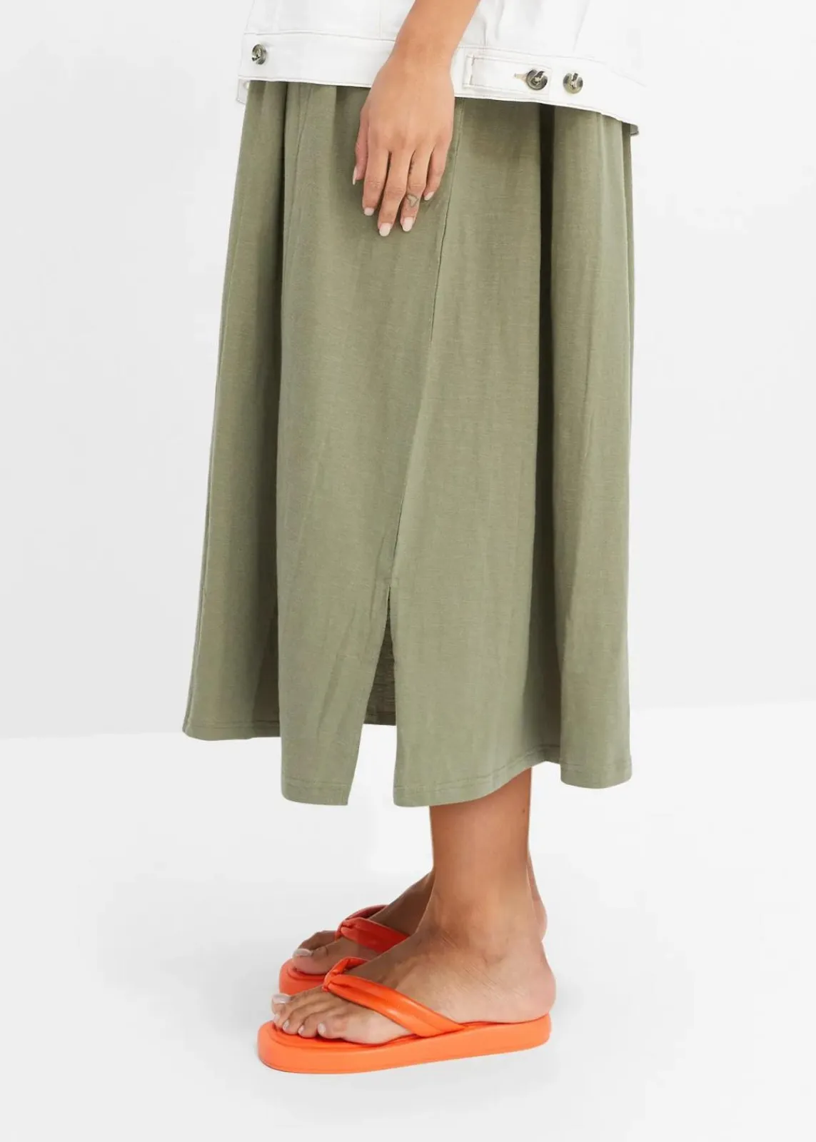 bonprix Nachhaltigere Materialien|Kleider^Midikleid aus reiner Bio-Baumwolle oliv