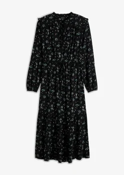 bonprix Nachhaltigere Materialien|Kleider^Midikleid aus reiner Viskose schwarz geblümt
