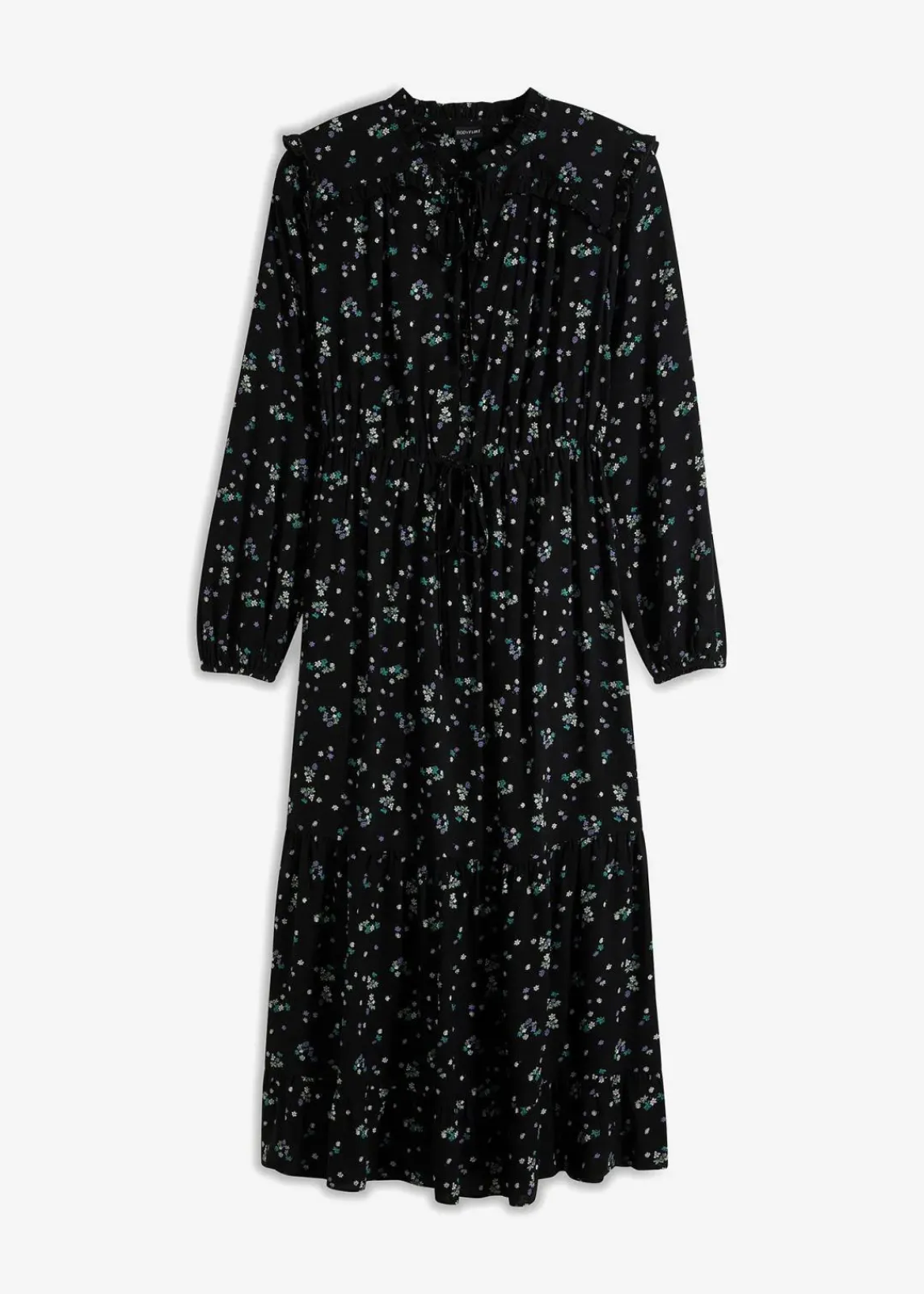 bonprix Nachhaltigere Materialien|Kleider^Midikleid aus reiner Viskose schwarz geblümt