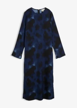 bonprix Kleider|Bekleidung·Pullover & Strickjacken^Midikleid aus Satin dunkelblau