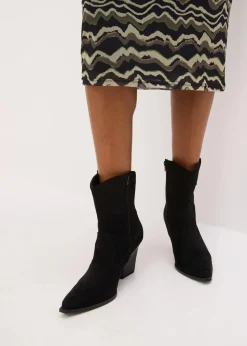 bonprix Nachhaltigere Materialien|Kleider^Midikleid aus softem Mesh dunkeloliv bedruckt
