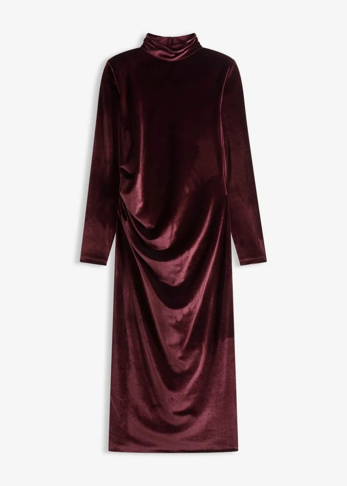 bonprix Bekleidung·Pullover & Strickjacken|Kleider^Midikleid aus softem Samt bordeaux