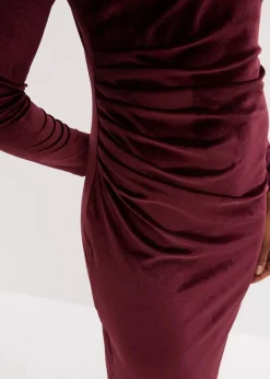 bonprix Bekleidung·Pullover & Strickjacken|Kleider^Midikleid aus softem Samt bordeaux