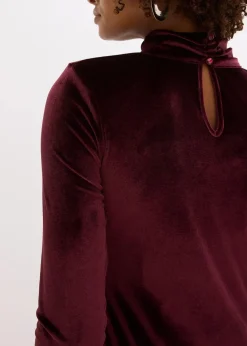 bonprix Bekleidung·Pullover & Strickjacken|Kleider^Midikleid aus softem Samt bordeaux
