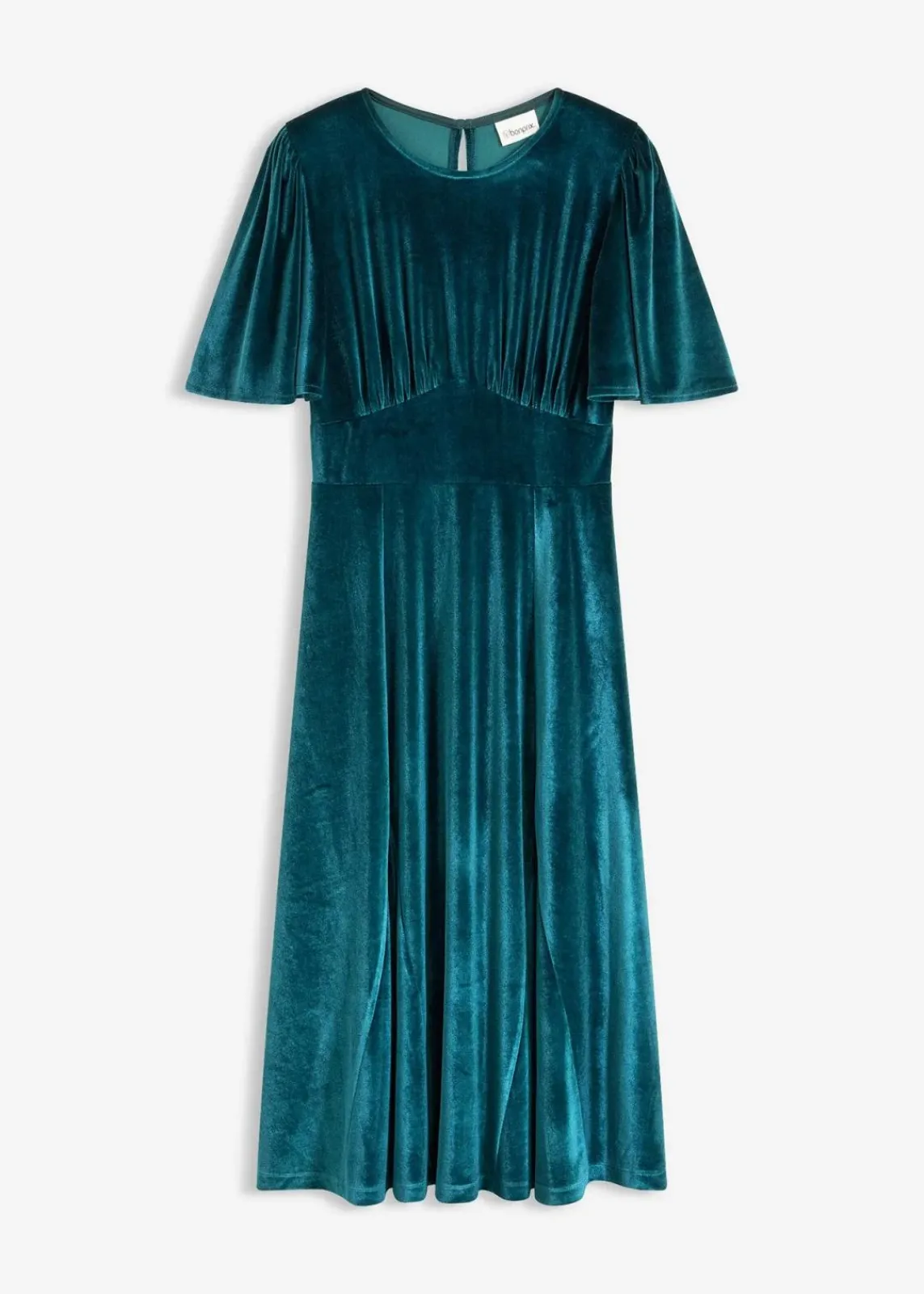 bonprix Kleider^Midikleid aus softem Samt dunkelpetrol
