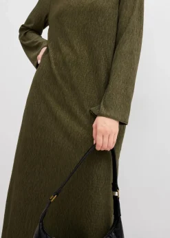bonprix Kleider|Bekleidung·Pullover & Strickjacken^Midikleid aus strukturiertem Crinkle dunkeloliv