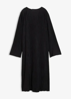 bonprix Bekleidung·Pullover & Strickjacken|Kleider^Midikleid aus strukturiertem Crinkle schwarz