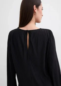 bonprix Bekleidung·Pullover & Strickjacken|Kleider^Midikleid aus strukturiertem Crinkle schwarz