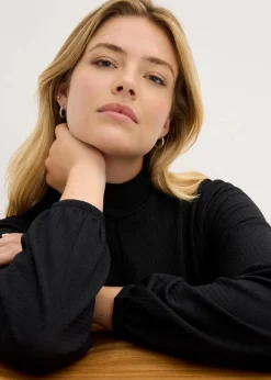 bonprix Bekleidung·Pullover & Strickjacken|Nachhaltigere Materialien^Midikleid aus strukturiertem Crêpe schwarz