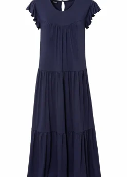 bonprix Bekleidung·Pullover & Strickjacken|Kleider^Midikleid aus Viskose dunkelblau
