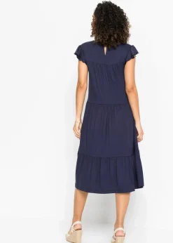 bonprix Bekleidung·Pullover & Strickjacken|Kleider^Midikleid aus Viskose dunkelblau