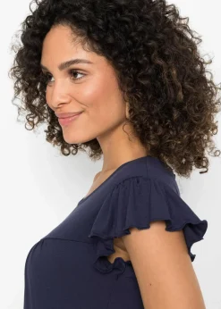 bonprix Bekleidung·Pullover & Strickjacken|Kleider^Midikleid aus Viskose dunkelblau