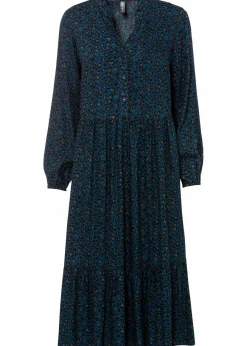 bonprix Kleider|Nachhaltigere Materialien^Midikleid aus Viskose blaupetrol leo