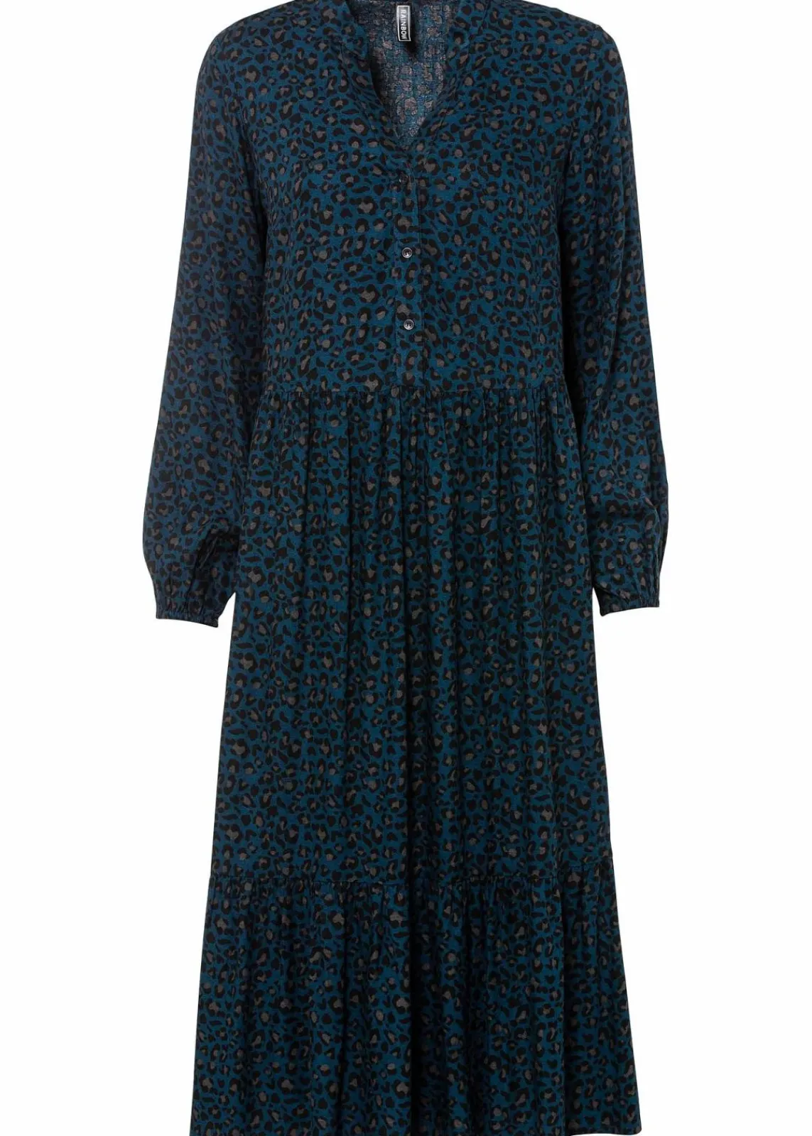 bonprix Kleider|Nachhaltigere Materialien^Midikleid aus Viskose blaupetrol leo