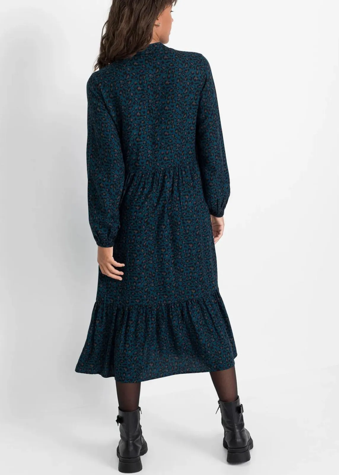 bonprix Kleider|Nachhaltigere Materialien^Midikleid aus Viskose blaupetrol leo