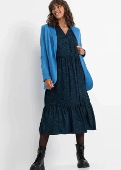 bonprix Kleider|Nachhaltigere Materialien^Midikleid aus Viskose blaupetrol leo