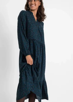 bonprix Kleider|Nachhaltigere Materialien^Midikleid aus Viskose blaupetrol leo