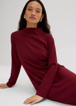 bonprix Kleider|Bekleidung·Pullover & Strickjacken^Midikleid aus Viskose-Mix ahornrot
