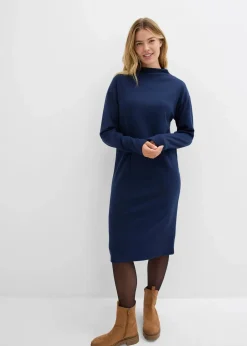 bonprix Bekleidung·Pullover & Strickjacken|Kleider^Midikleid aus Viskose-Mix dunkelblau