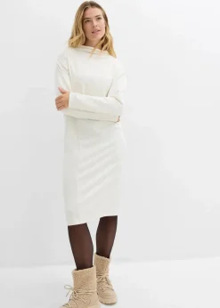 bonprix Kleider|Bekleidung·Pullover & Strickjacken^Midikleid aus Viskose-Mix perlweiß