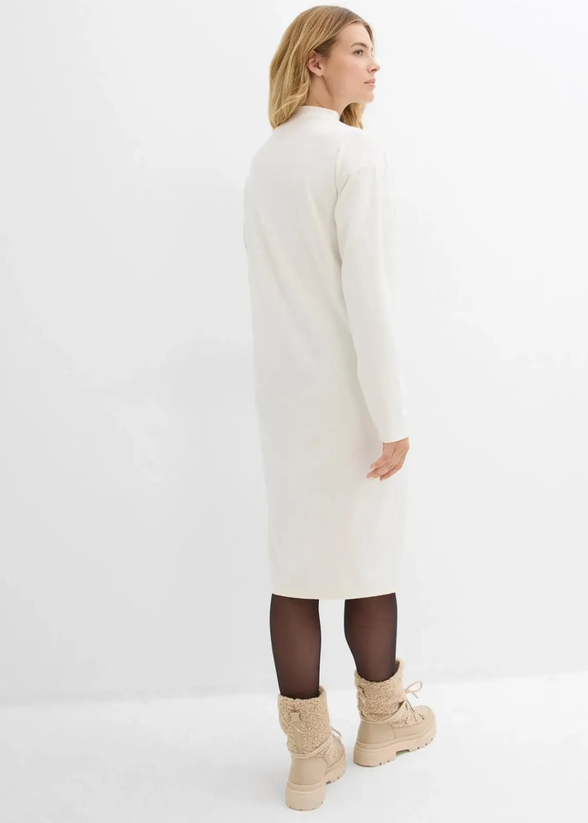 bonprix Kleider|Bekleidung·Pullover & Strickjacken^Midikleid aus Viskose-Mix perlweiß