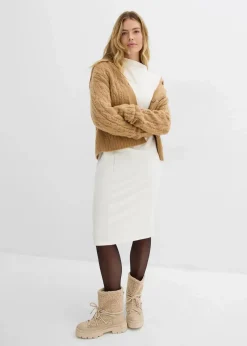 bonprix Kleider|Bekleidung·Pullover & Strickjacken^Midikleid aus Viskose-Mix perlweiß