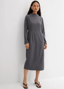 bonprix Bekleidung·Pullover & Strickjacken|Kleider^Midikleid aus Viskose-Mix schiefergrau meliert