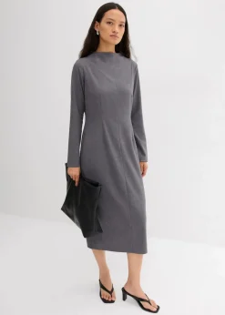 bonprix Bekleidung·Pullover & Strickjacken|Kleider^Midikleid aus Viskose-Mix schiefergrau meliert