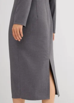 bonprix Bekleidung·Pullover & Strickjacken|Kleider^Midikleid aus Viskose-Mix schiefergrau meliert