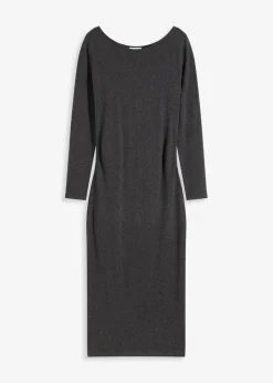 bonprix Kleider^Midikleid aus weichem Kaschmir-Mix anthrazit meliert