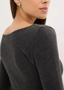bonprix Kleider^Midikleid aus weichem Kaschmir-Mix anthrazit meliert