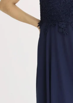 bonprix Bekleidung·Pullover & Strickjacken|Festliche Mode^Midikleid aus zartem Tüll mit Spitze dunkelblau