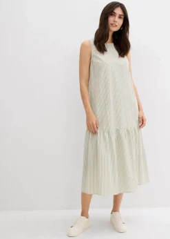 bonprix Kleider|Bekleidung·Pullover & Strickjacken^Midikleid in A-Linie edelsteingrün gestreift