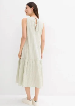 bonprix Kleider|Bekleidung·Pullover & Strickjacken^Midikleid in A-Linie edelsteingrün gestreift
