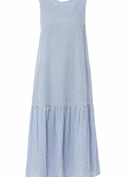 bonprix Bekleidung·Pullover & Strickjacken|Kleider^Midikleid in A-Linie hellblau gestreift