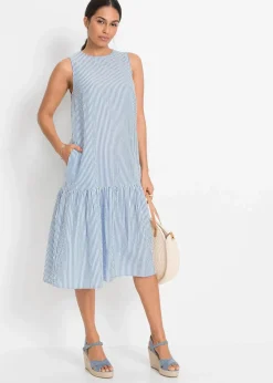 bonprix Bekleidung·Pullover & Strickjacken|Kleider^Midikleid in A-Linie hellblau gestreift