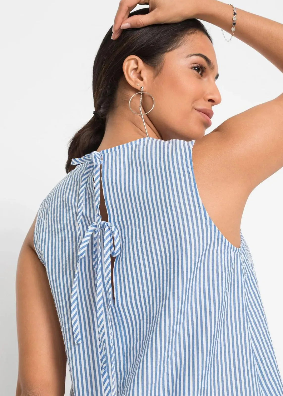 bonprix Bekleidung·Pullover & Strickjacken|Kleider^Midikleid in A-Linie hellblau gestreift