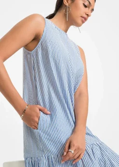bonprix Bekleidung·Pullover & Strickjacken|Kleider^Midikleid in A-Linie hellblau gestreift