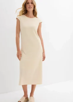 bonprix Bekleidung·Pullover & Strickjacken|Kleider^Midikleid in Strickoptik natur