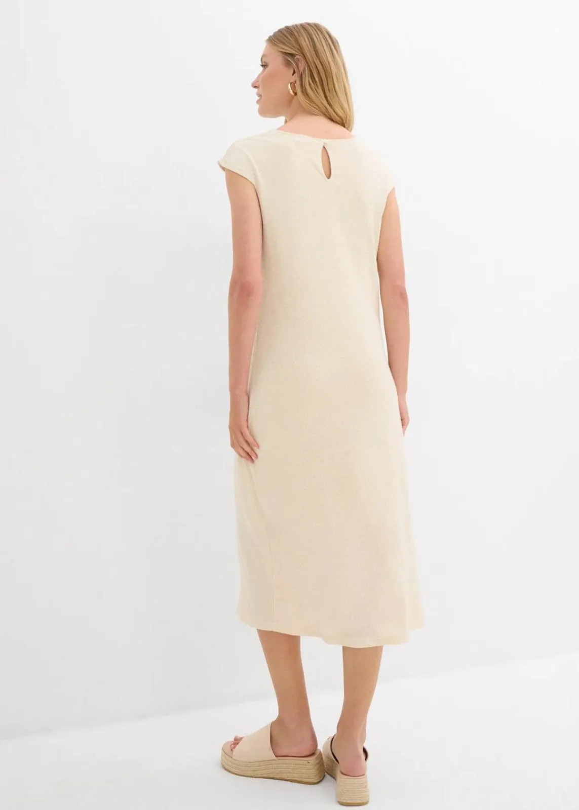 bonprix Bekleidung·Pullover & Strickjacken|Kleider^Midikleid in Strickoptik natur